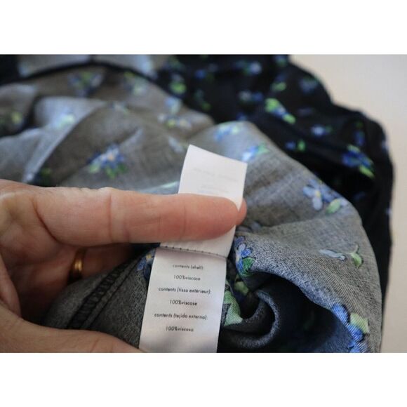 WeWoreWhat WWDT54-1 Women's Sz Medium Black Multi Watercolor Ditsy Ruffle Blouse - Picture 4 of 9